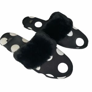 NWOT Victoria’s Secret Black White Dot Slipper L